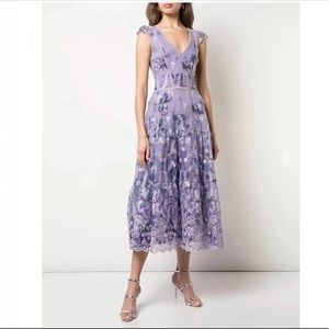 Marchesa Cap Sleeve Eyelet Cocktail Dress